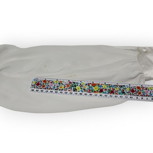 XS/S Vintage Erena by Irene Koenig Satin Blouse Ivory Embellished Yoke - Picture 8 of 16